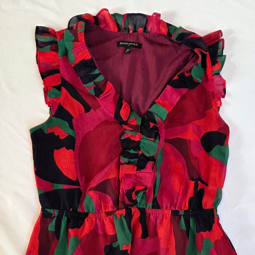 Banana Republic Bold Floral Ruffled Peplum Top - Size S